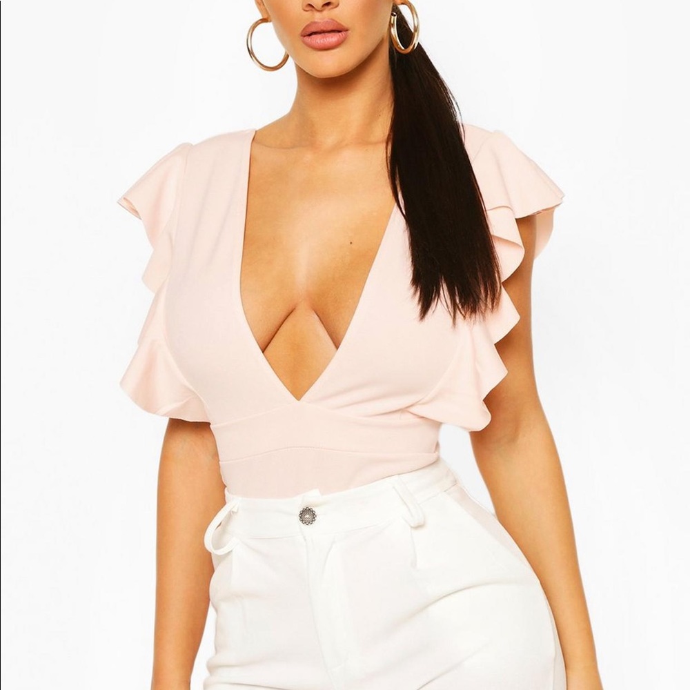 Ruffle plunge bodysuit